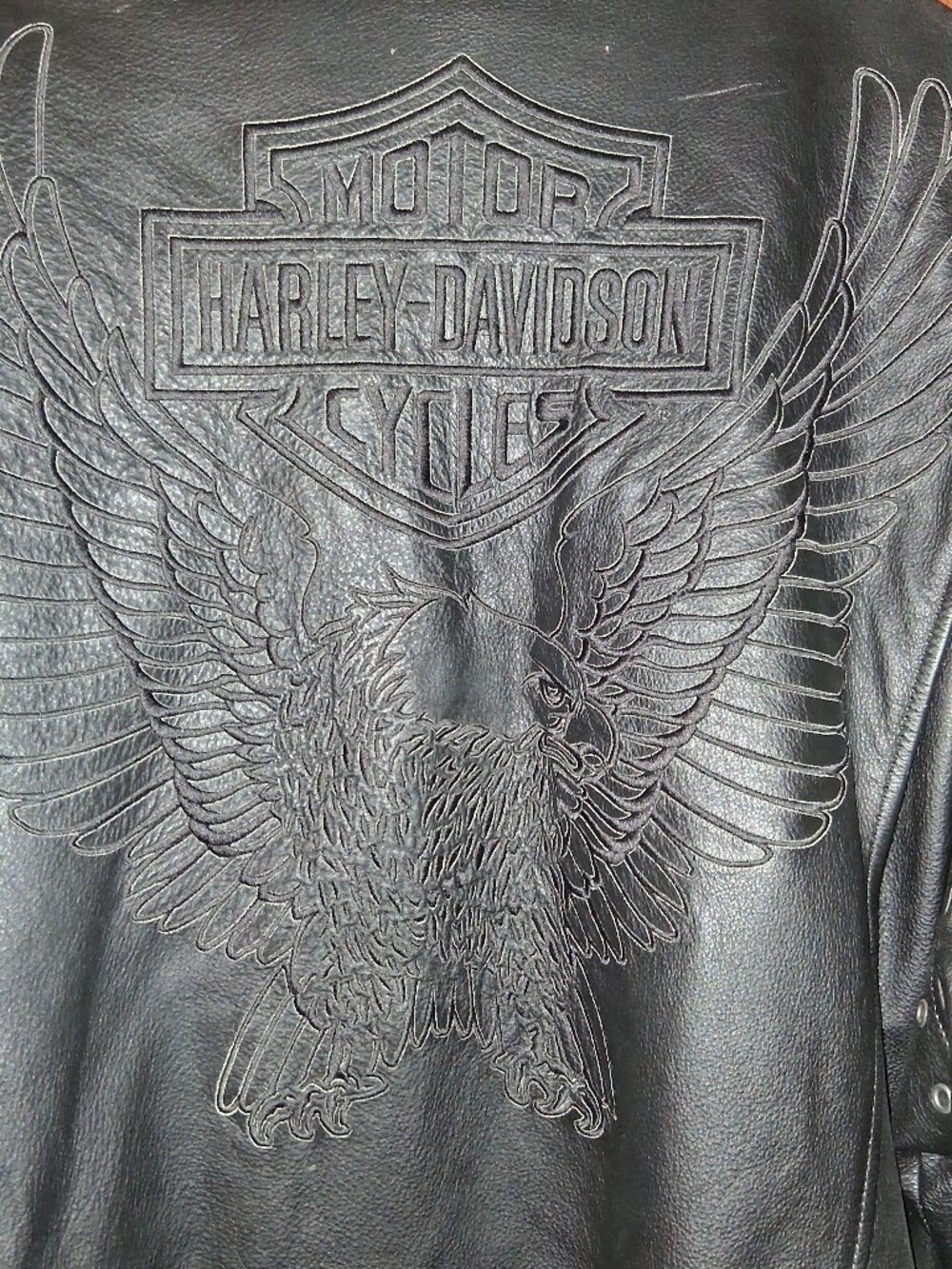 Harley Davidson Black Embossed Leather Jacket - Size 4X - Great Shape